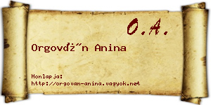 Orgován Anina névjegykártya